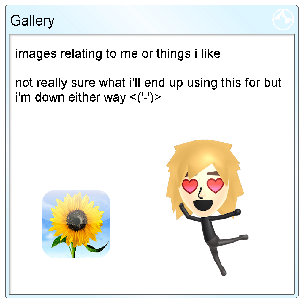 images relating to me or things i like. not really sure what i'll end up using this for but i'm down either way!